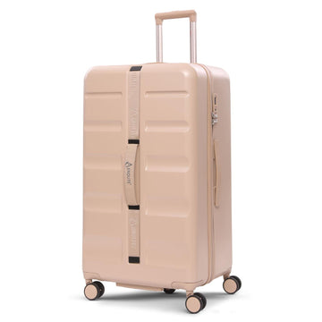 Aerolite 101L Large Trunk Suitcase with 8+1 Spinner Wheels, ABS Hard Shell Luggage with TSA Lock, Lightweight Check-in Travel Suitcase Trunk - Beige